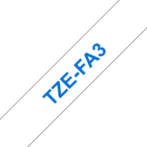 Brother TZe FA3 Fabric Tape - Blue on White - 12mm